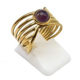 Anillo Acero Inox. 6 líneas AMATISTA